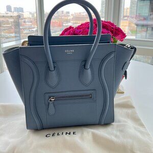 Celine Micro Luggage Handbag in Baby Drummed Calfskin